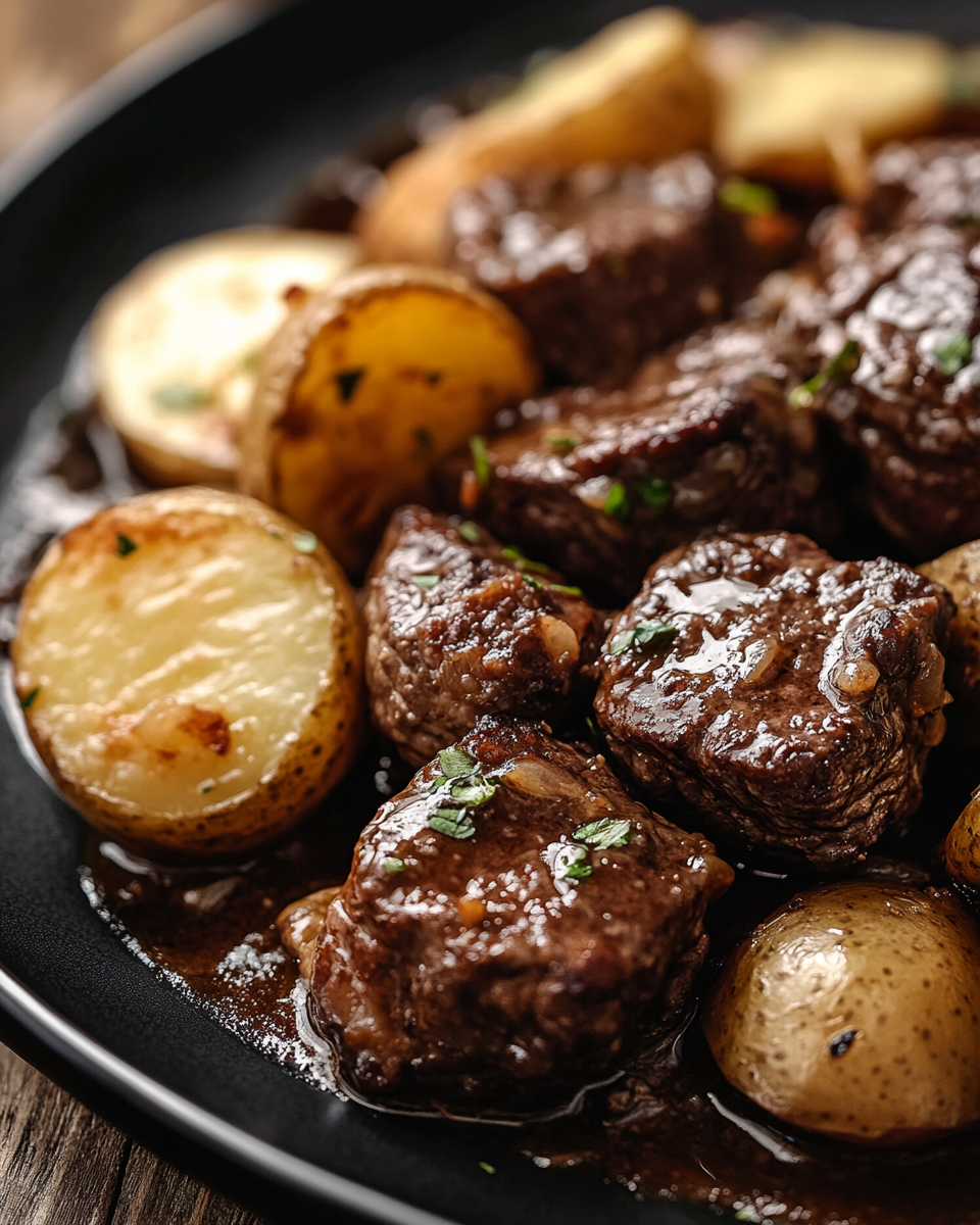 Garlic Butter Steak Bites with Crispy Potatoes
